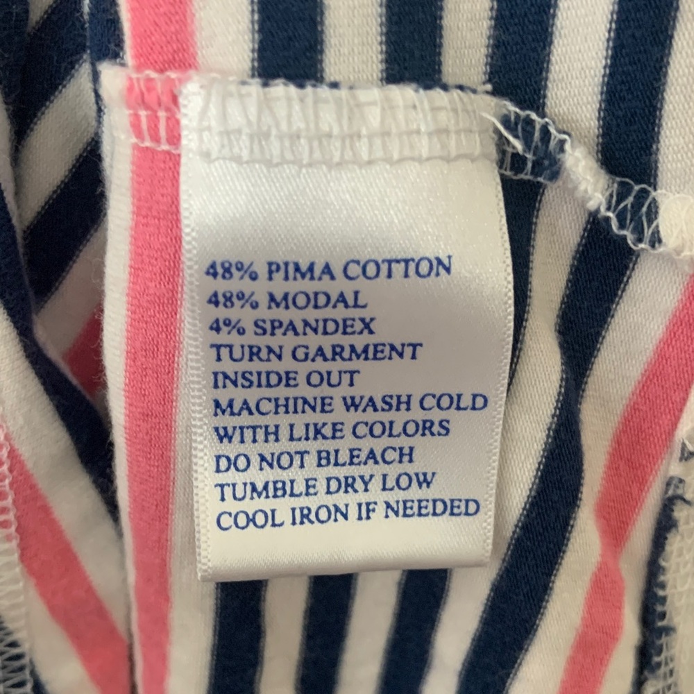 Southern Tide Navy and Pink Striped Cozy Hoodie Pullover - Picture 6 of 7